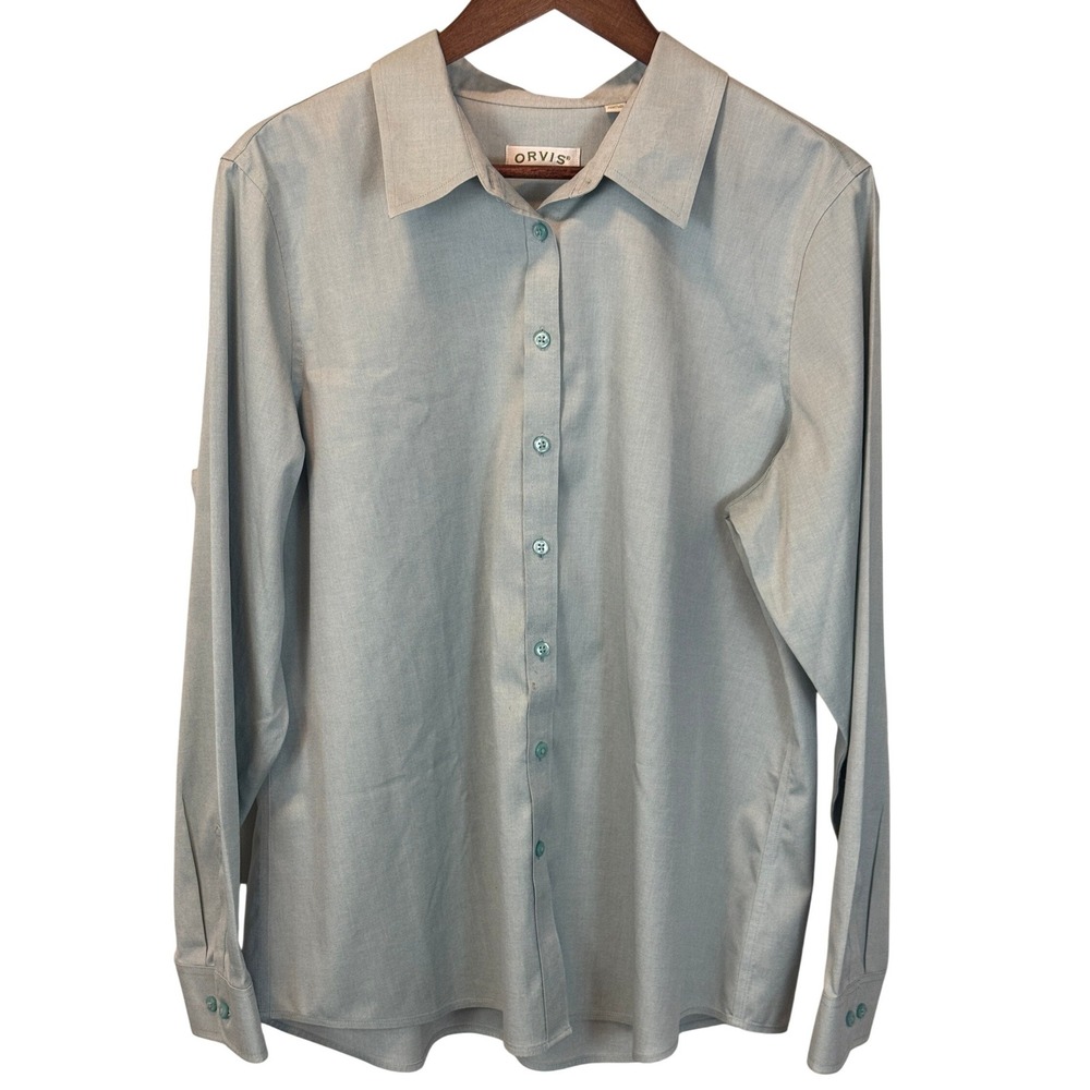 NWT Orvis Youth Boys Size 18 Pale Green 100% Cotton Button Up Shirt